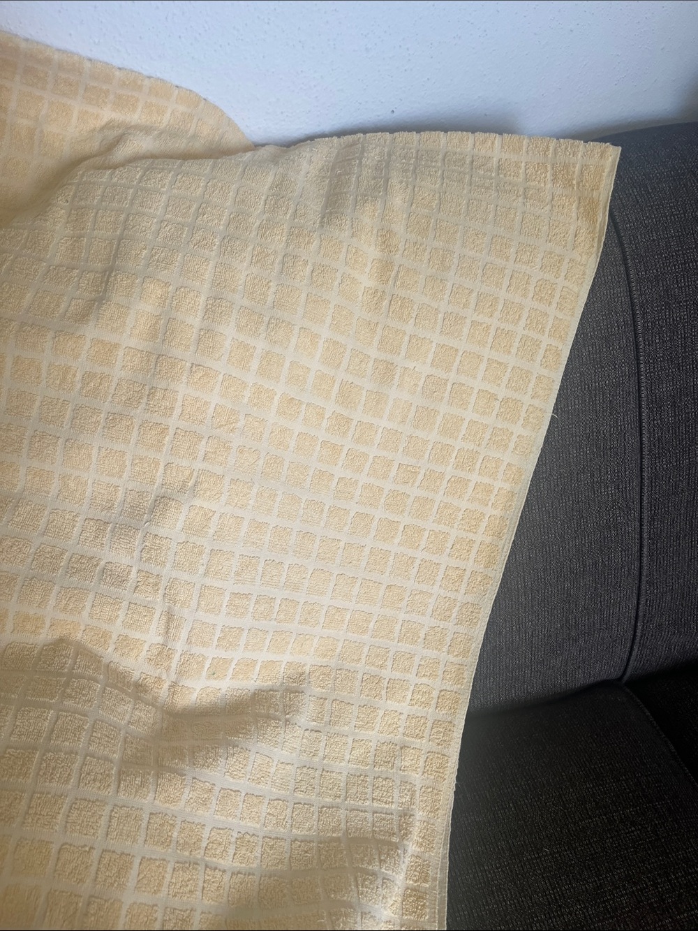 Vintage yellow terry cloth tablecloth